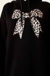 Leopar Kurdele Baskılı Üç İplik Sweatshirt Siyah