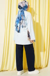 Lilyum Baskılı Basic Tunik Mavi