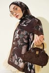 Lilyum Desenli Soft Şal Acı Kahve