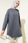Loyşa Armalı Basic Tunik Füme