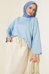 Loyşa Bilek Armalı Basic Bluz Bebe Mavi
