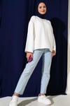 Loyşa Düşük Omuz Basic Tunik Ekru