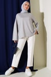 Loyşa Düşük Omuz Basic Tunik Gri
