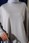 Loyşa Düşük Omuz Basic Tunik Gri