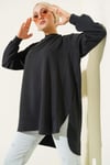 Loyşa Oval Kesim Oversize Tunik Antrasit