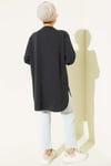 Loyşa Oval Kesim Oversize Tunik Antrasit