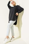 Loyşa Oval Kesim Oversize Tunik Antrasit