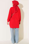 Loyşa Oval Kesim Oversize Tunik Kırmızı
