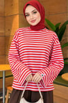 Loyşa Yatay Çizgili Tunik Pembe