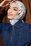 Lumea Desenli Soft Eşarp Kayrak Grisi