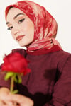 Mermer Desenli Eşarp Bordo
