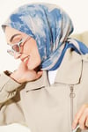 Mermer Desenli Eşarp İndigo