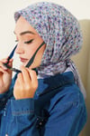 Mini Çiçek Detaylı Eşarp Bebe Mavi