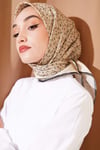 Mini Çiçekli Çizgi Geçişli Eşarp Çağla Yeşili