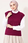 Mini Taş Detaylı Triko Süveter Magenta