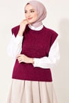 Mini Taş Detaylı Triko Süveter Magenta
