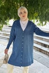 Mini Taşlı Merserize Hırka İndigo