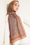 Minik Çiçek Motifli Soft Şal Camel