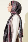 Minik Çiçek Motifli Soft Şal Siyah Bordo