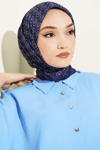 MK Desen Soft Eşarp Lacivert