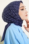 MK Desen Soft Eşarp Lacivert