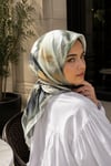 Modern Floral Desen Eşarp Serisi Mint