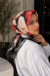 Modern Floral Desen Eşarp Serisi Siyah