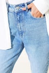 Mom Fit Kot Pantolon Orta Mavi
