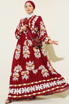 Motif Desen Hakim Yaka Elbise Bordo