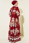 Motif Desen Hakim Yaka Elbise Bordo