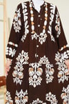 Motif Desen Hakim Yaka Elbise Kahve