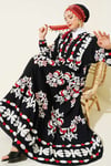 Motif Desen Hakim Yaka Elbise Siyah
