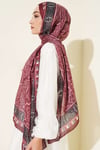 Motif Desenli Soft Şal Bordo