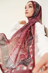 Motif Desenli Soft Şal Bordo