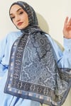 Motif Desenli Soft Şal Füme