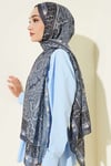 Motif Desenli Soft Şal Füme