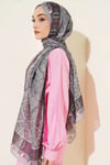 Motif Desenli Soft Şal Gri