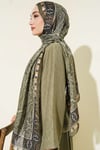 Motif Desenli Soft Şal Haki