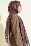 Motif Desenli Soft Şal Kahve