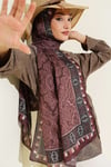 Motif Desenli Soft Şal Kahve