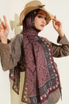 Motif Desenli Soft Şal Kahve