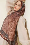 Motif Desenli Soft Şal Kestane
