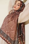 Motif Desenli Soft Şal Kestane