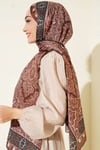 Motif Desenli Soft Şal Kestane