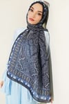 Motif Desenli Soft Şal Lacivert