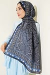 Motif Desenli Soft Şal Lacivert