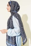 Motif Desenli Soft Şal Lacivert