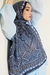 Motif Desenli Soft Şal Lacivert Mavi