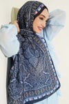 Motif Desenli Soft Şal Lacivert Mavi