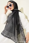 Motif Desenli Soft Şal Siyah
